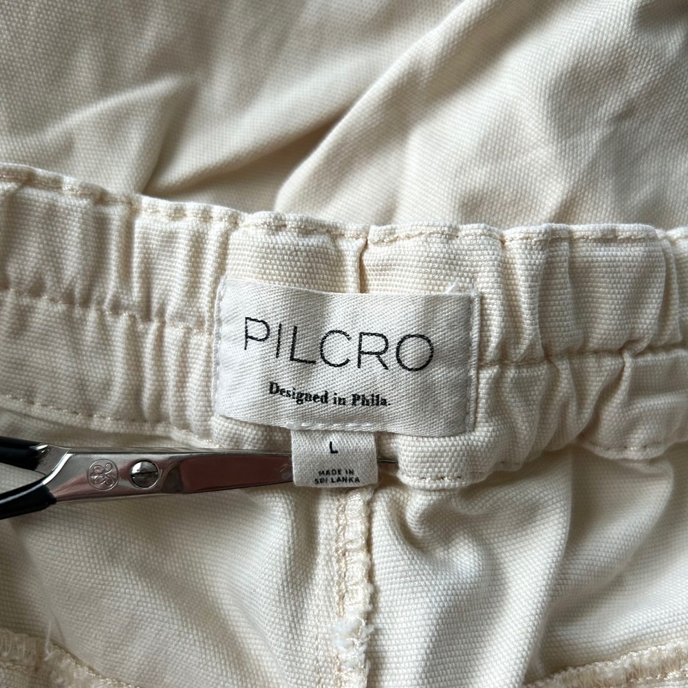 Anthropologie Pilcro Izzie Relaxed Pull-On Cotton Barrel Pants Neutral Cream L - Picture 7 of 9